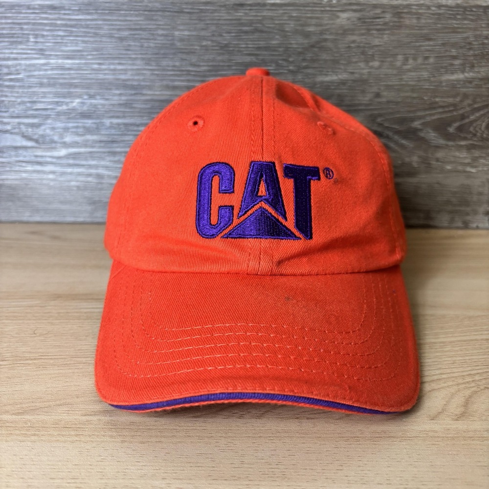 CAT Hat Cap Strap Back Orange Purple Embroidered Blanchard Machinery Mens